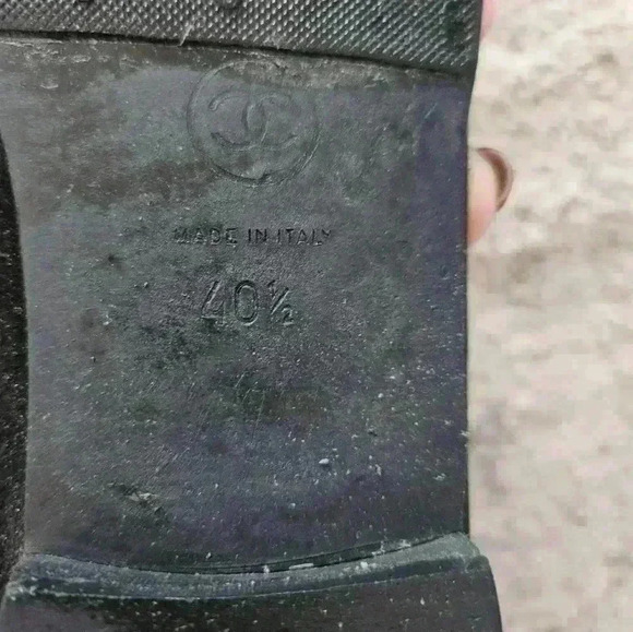 Chanel Black Velvet and Calf Skin Leather Toe Cap CC Bow Ballet Flats Size 40.5 - Picture 12 of 16